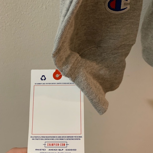 NWT Champion grey lightweight hooded long sleeve tee shirt size small - Picture 7 of 7